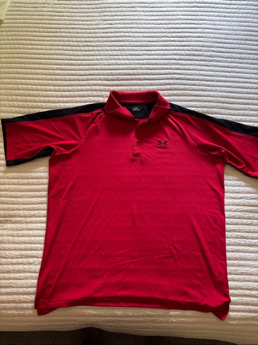 Under Armour Men’s Red Polo with Black Shoulder Panels